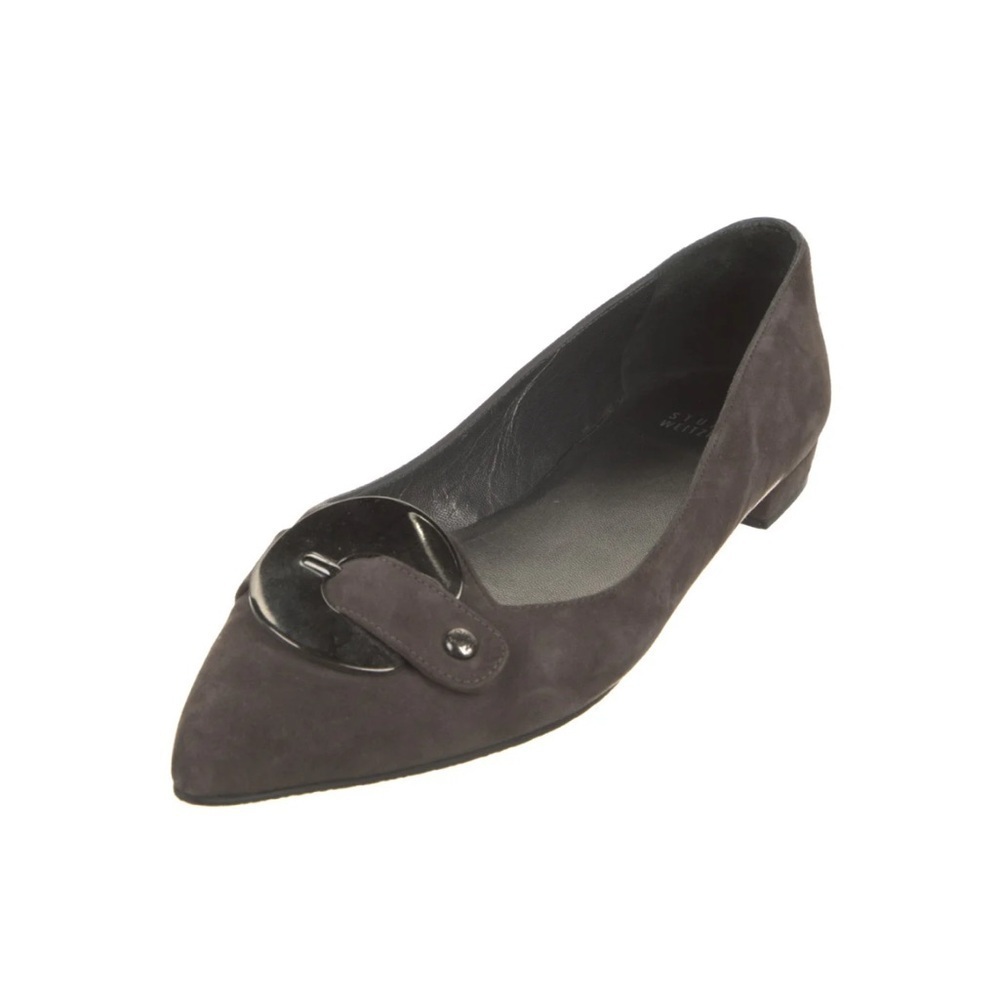Stuart Weitzman Suede Pointed Toe Flats in Grey Size 9.0 M